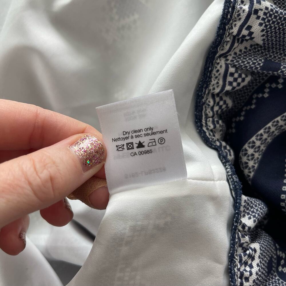 Veronica Beard Agathe Dress Blue White Silk Size 0 Flounce Hem Lightweight Chic - Picture 16 of 16